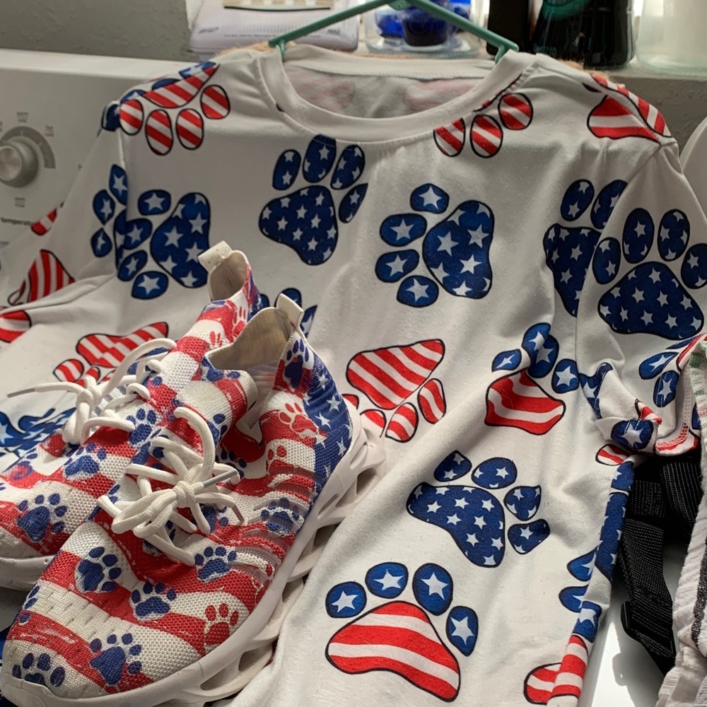 Amazon Patriotic Red, White, and Blue Sneakers